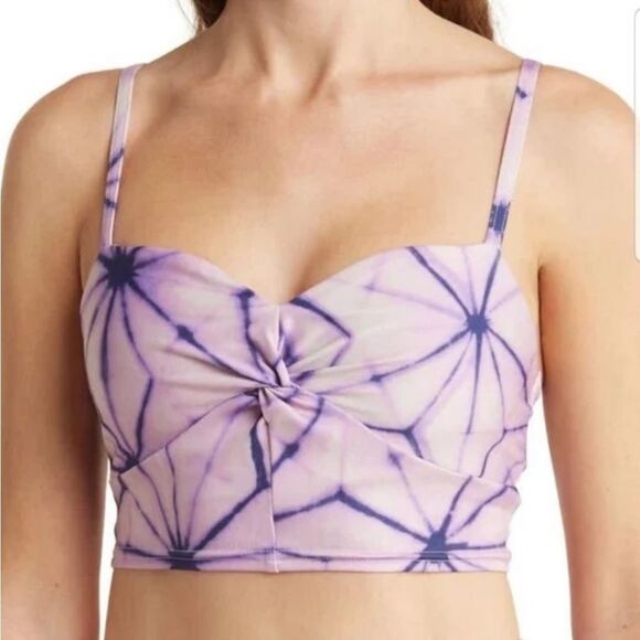Free People Double Take Cropped Cami In Purple Combo - Picture 1 of 2